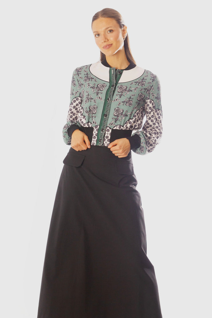 Large Waist Printed Bomber Jacket