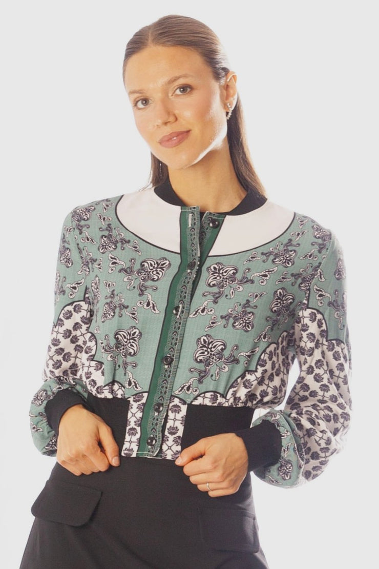 Large Waist Printed Bomber Jacket