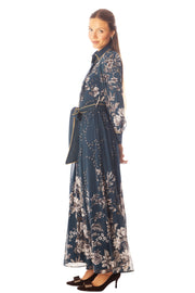 Piped Floral Print Dress