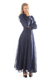 Teardrop Lace Ruffled Shoulder Gown