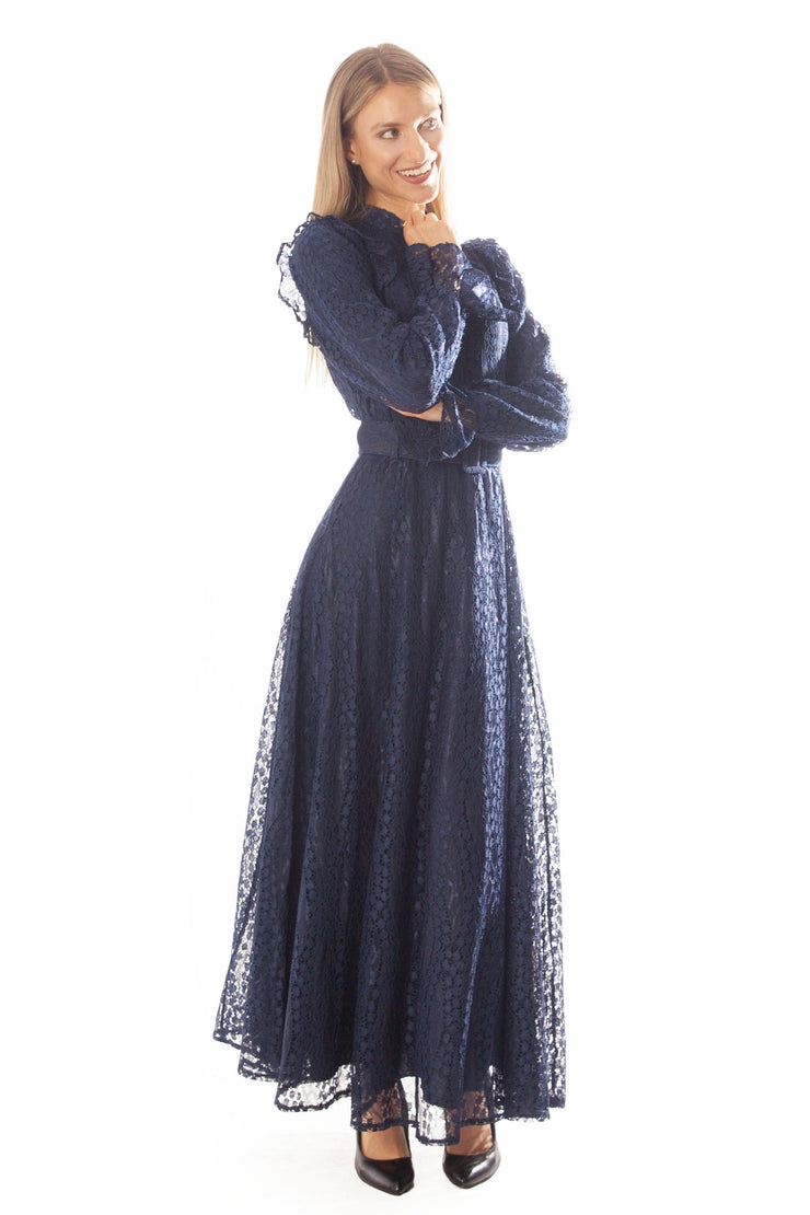 Teardrop Lace Ruffled Shoulder Gown