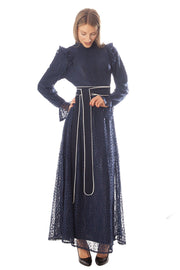 Teardrop Lace Ruffled Shoulder Gown