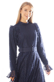 Teardrop Lace Ruffled Shoulder Gown