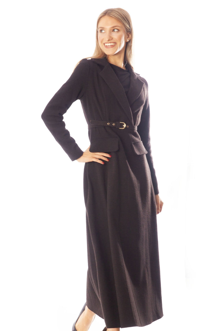 Mock Wrap Waist Tweed Dress w/Belt