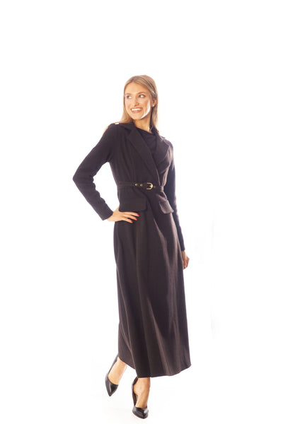 Mock Wrap Waist Tweed Dress w/Belt