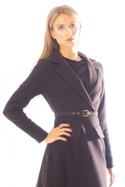 Mock Wrap Waist Tweed Dress w/Belt