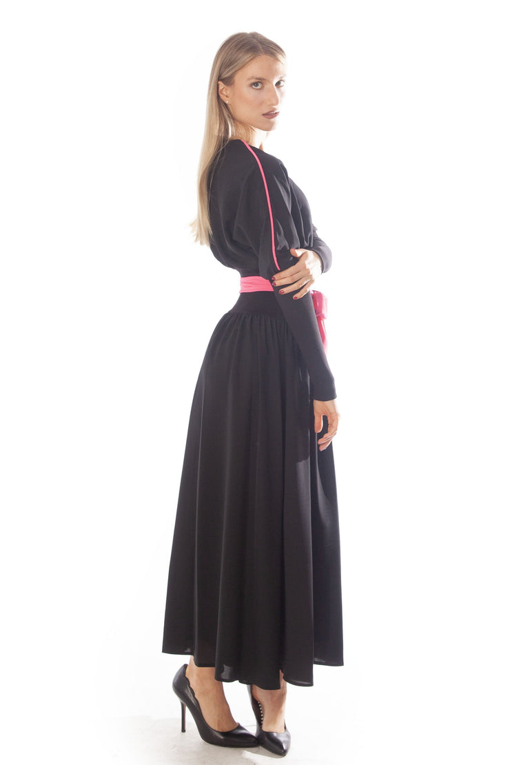 Neon Piped Waisted Dress