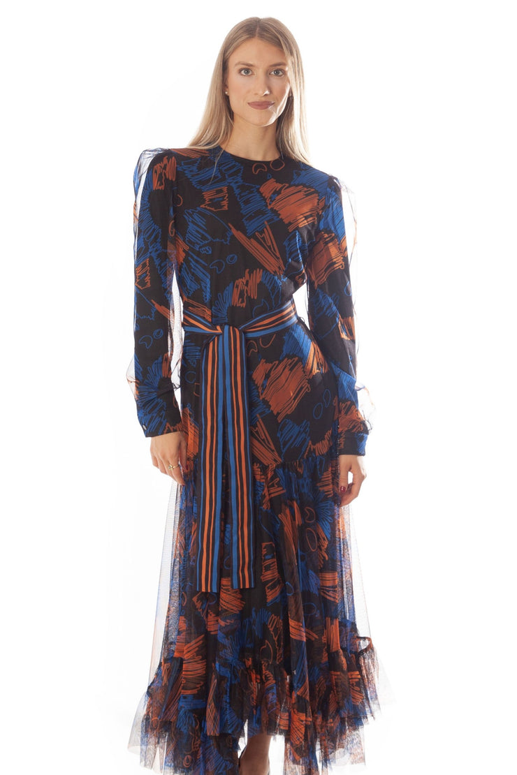Scribble Print Mesh Dress