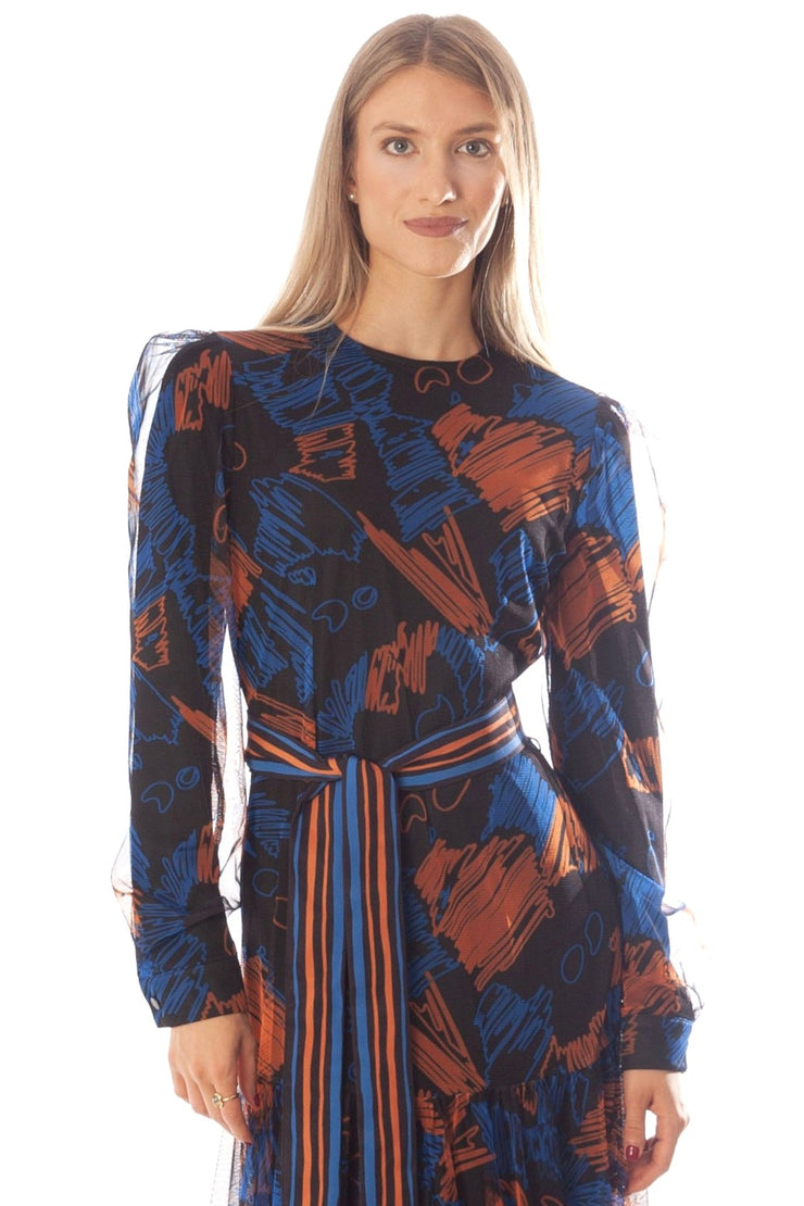 Scribble Print Mesh Dress