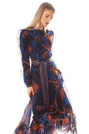 Scribble Print Mesh Dress