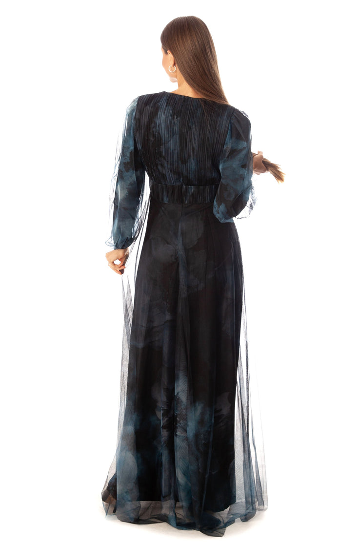 Pleated Bodice+V Waist Pleated Gown