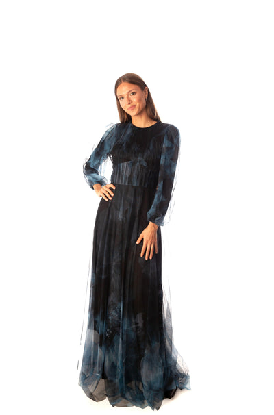 Pleated Bodice+V Waist Pleated Gown