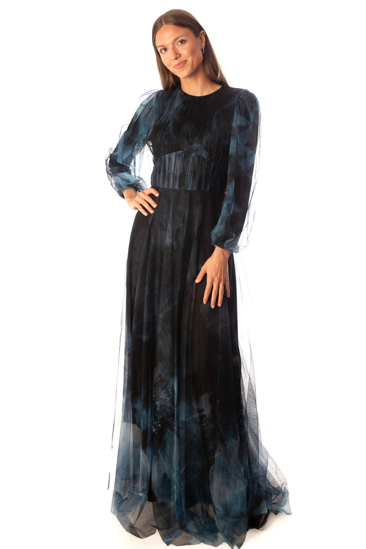 Pleated Bodice+V Waist Pleated Gown