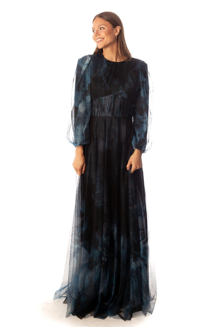 Pleated Bodice+V Waist Pleated Gown