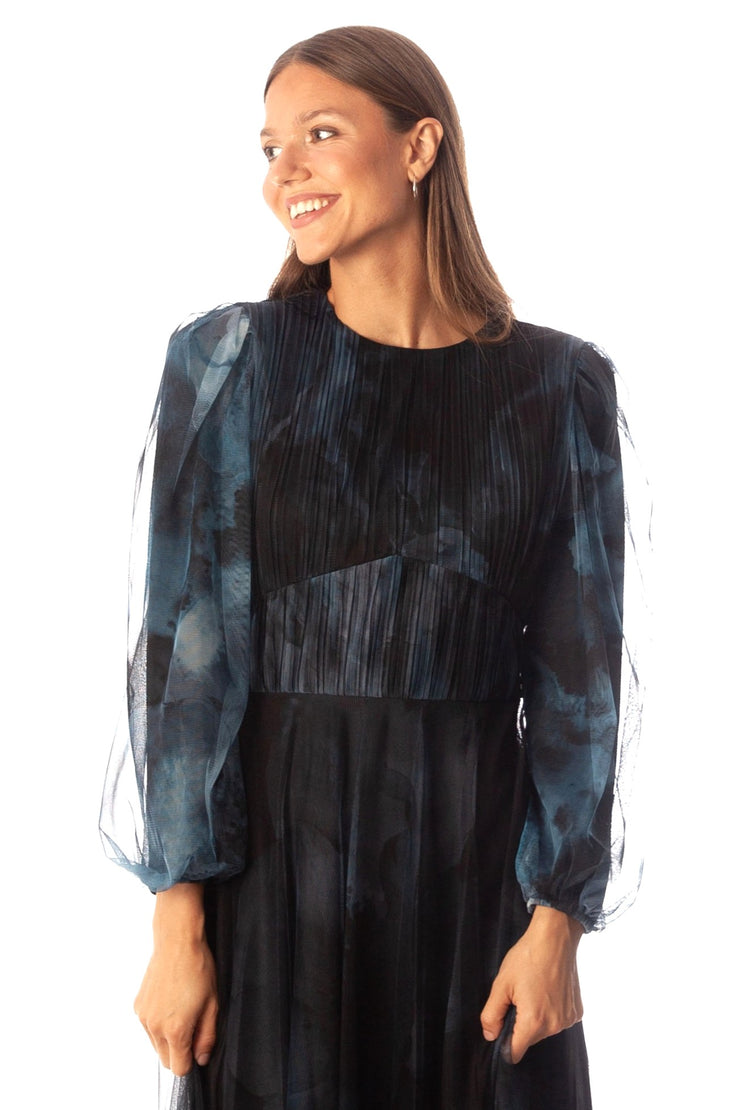 Pleated Bodice+V Waist Pleated Gown