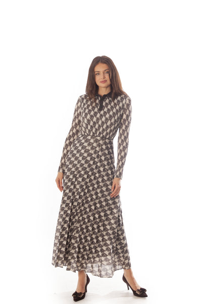 Pleated Knit Shimmer Dress