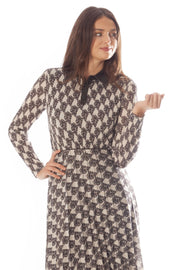 Pleated Knit Shimmer Dress