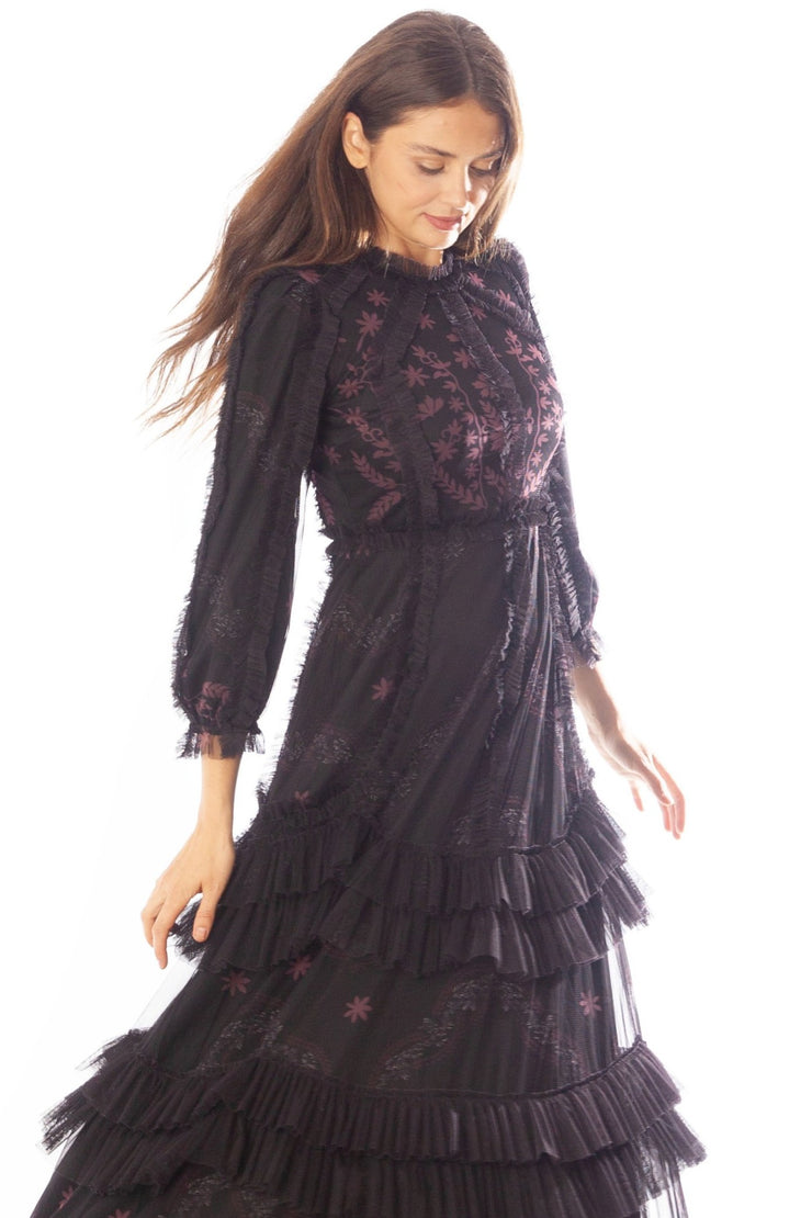 Tulle Layers Printed Dress