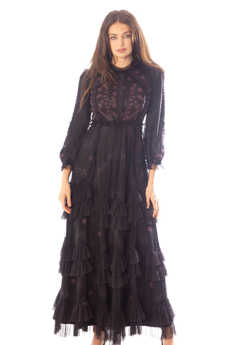 Tulle Layers Printed Dress