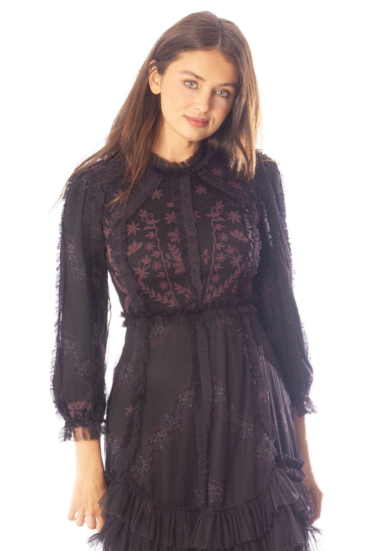 Tulle Layers Printed Dress