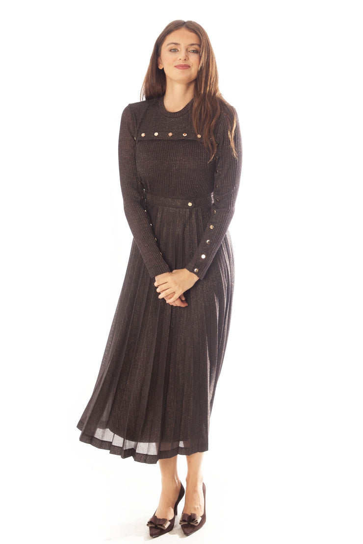 Knit Shimmer Dress w/Button Details