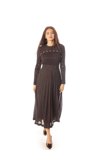 Knit Shimmer Dress w/Button Details