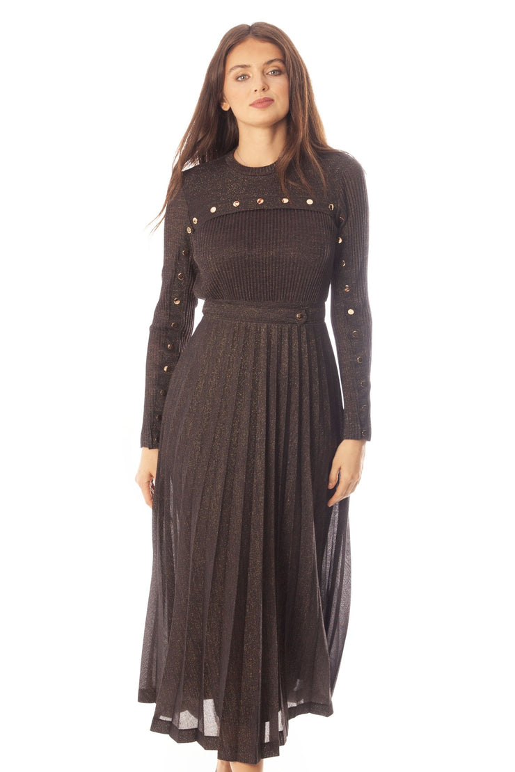 Knit Shimmer Dress w/Button Details