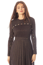 Knit Shimmer Dress w/Button Details