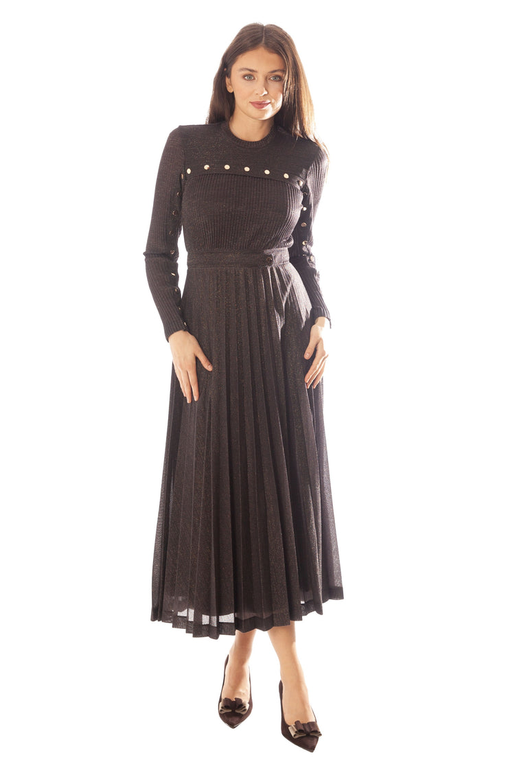 Knit Shimmer Dress w/Button Details