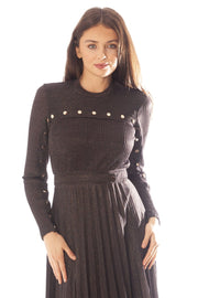 Knit Shimmer Dress w/Button Details