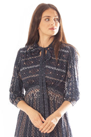 Printed Chevron Lace Gown