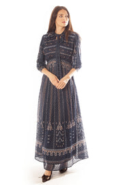 Printed Chevron Lace Gown