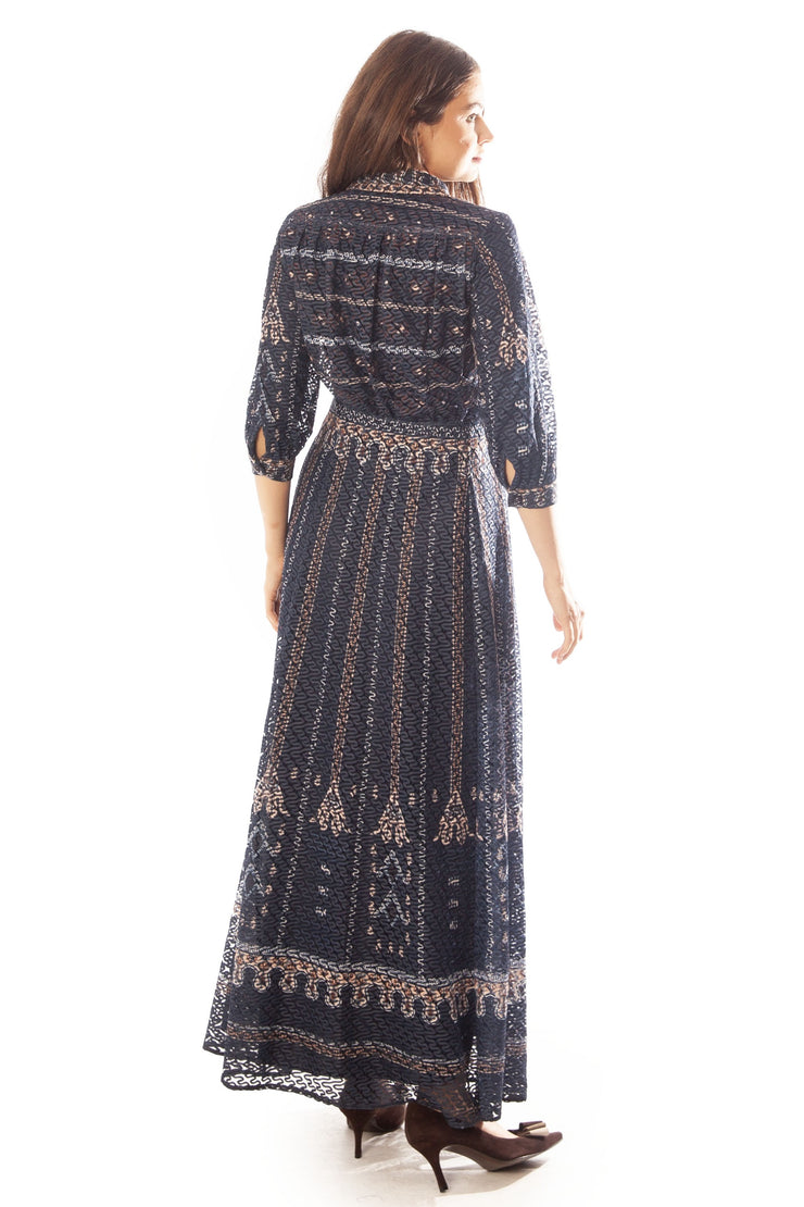 Printed Chevron Lace Gown