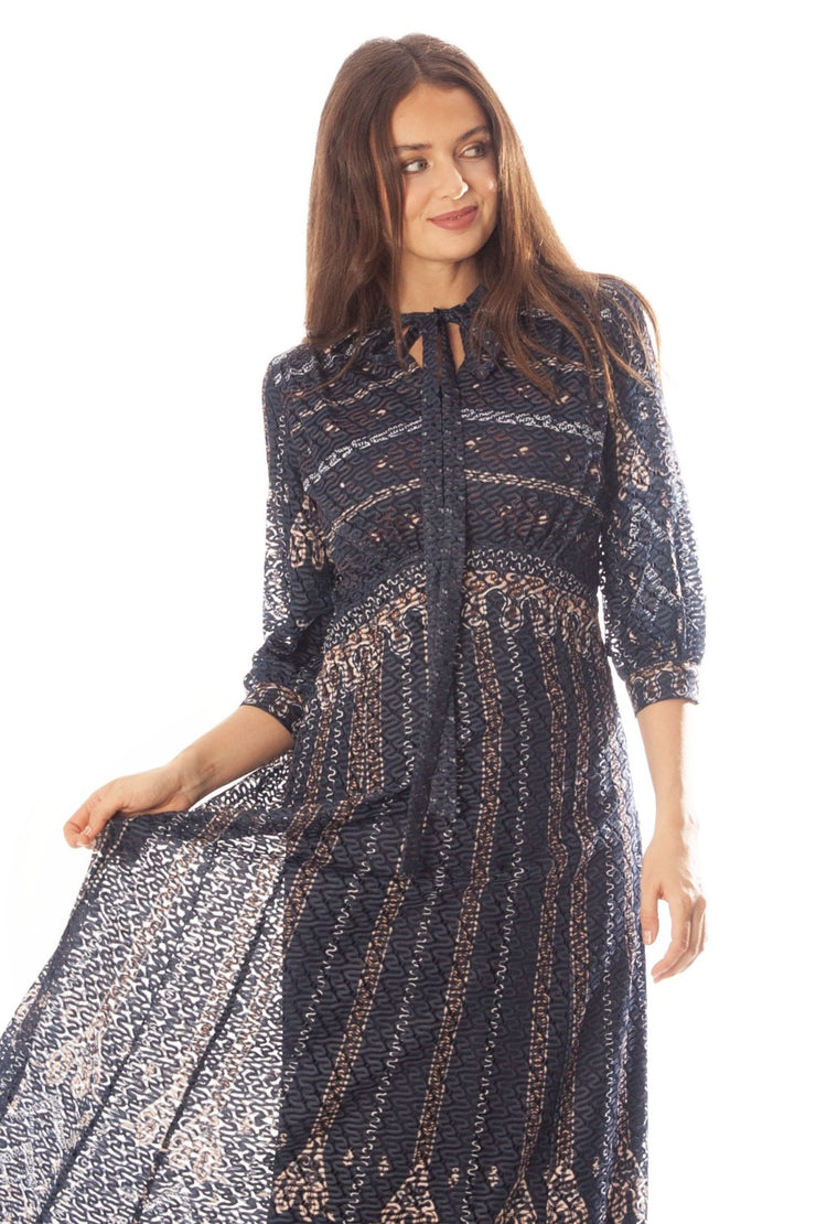 Printed Chevron Lace Gown