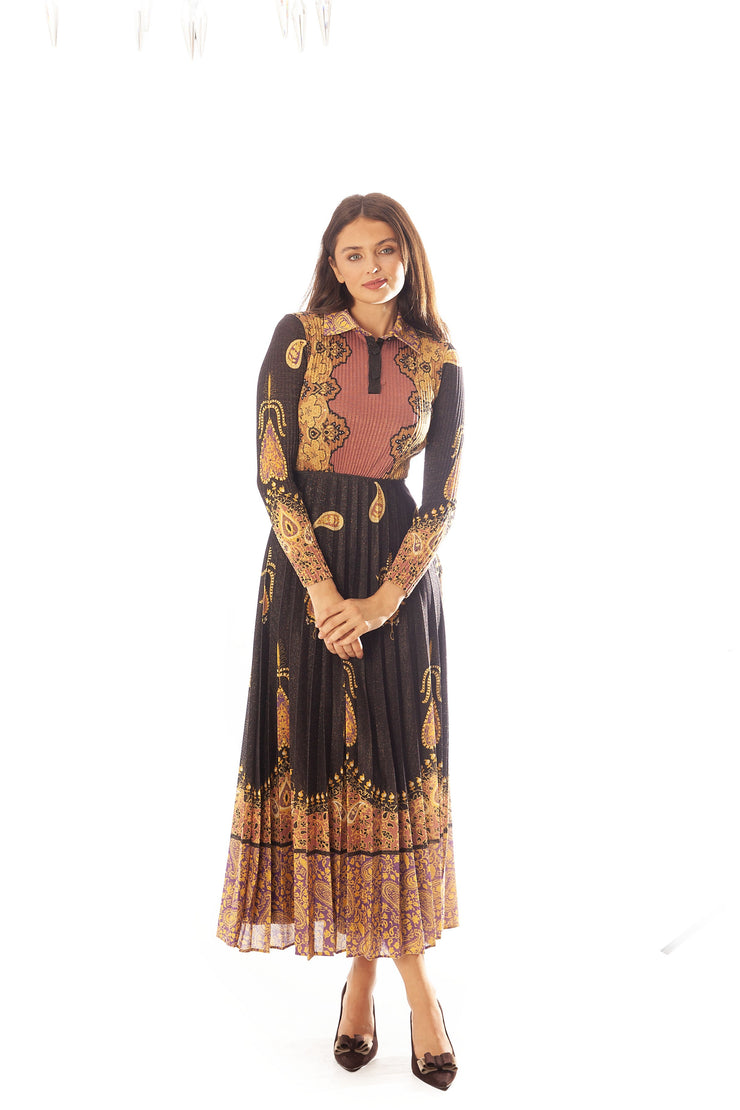 Shimmery Knit Pleated Dress