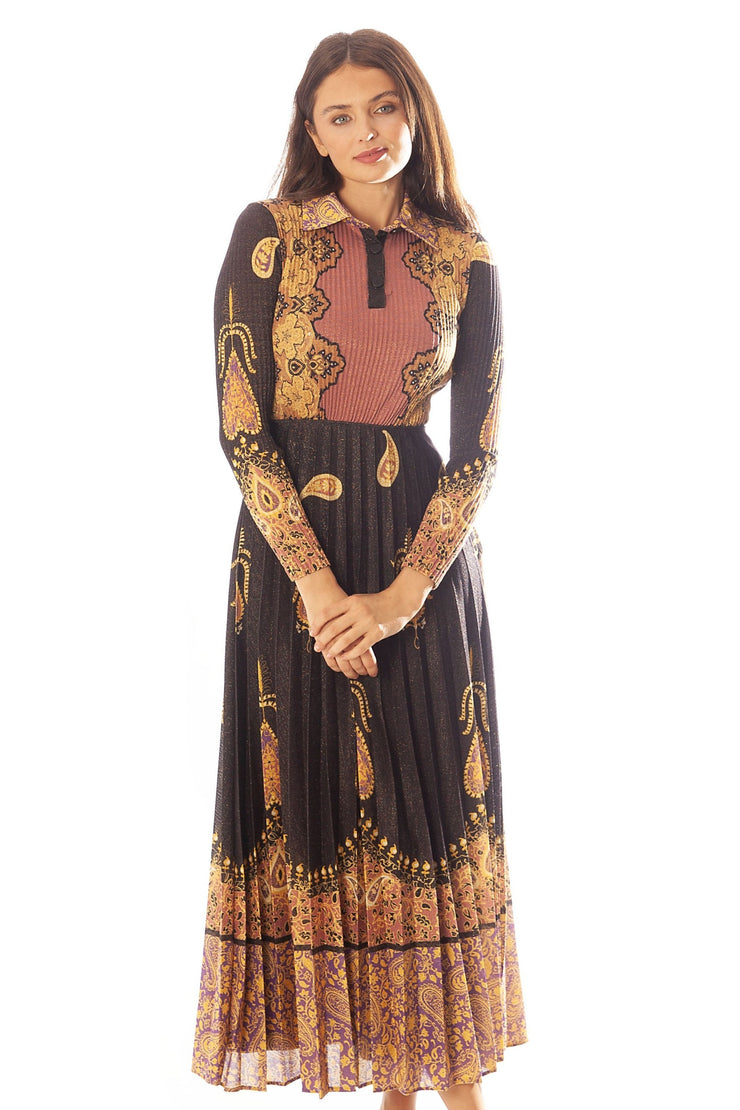 Shimmery Knit Pleated Dress