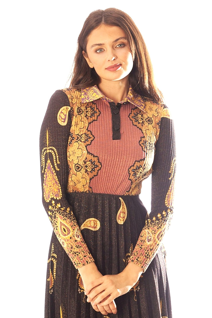 Shimmery Knit Pleated Dress