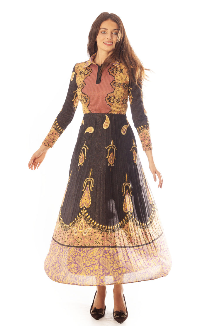 Shimmery Knit Pleated Dress