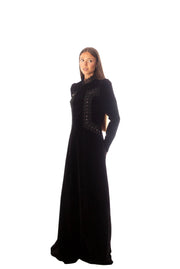 Lace Trimmed Velvet Dress