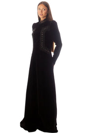 Lace Trimmed Velvet Dress