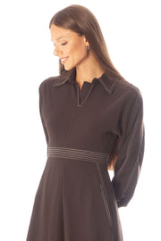 Stitched Open Collar Dress