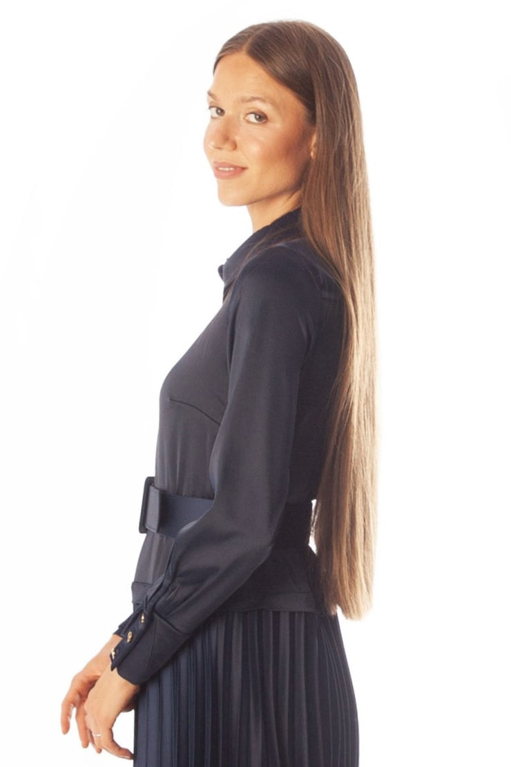 Soft Satin Pleated Dress