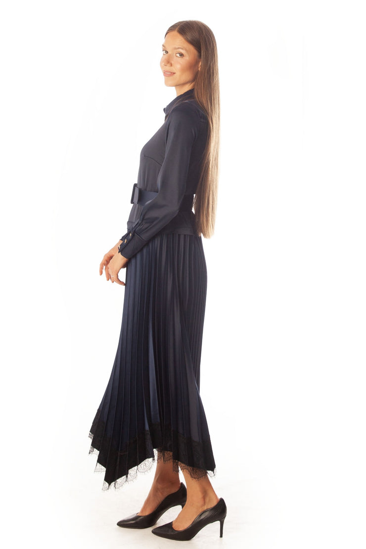 Soft Satin Pleated Dress