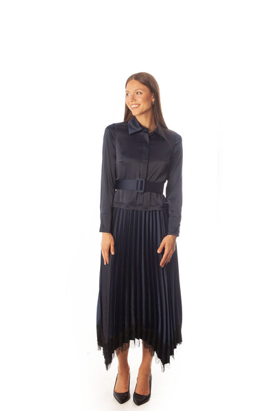 Soft Satin Pleated Dress
