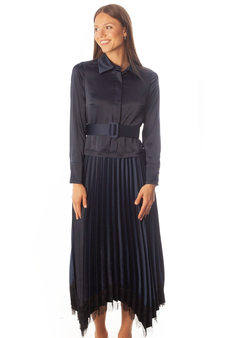 Soft Satin Pleated Dress