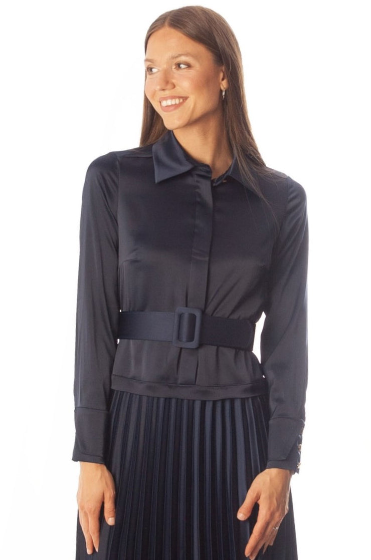 Soft Satin Pleated Dress
