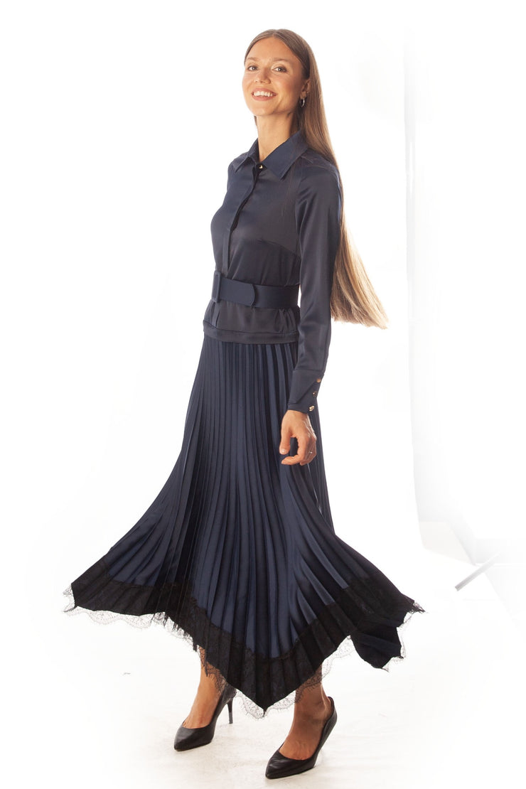 Soft Satin Pleated Dress
