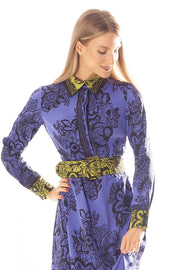 Bordered Print Dress w/Belt