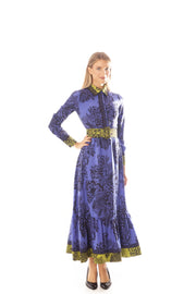 Bordered Print Dress w/Belt
