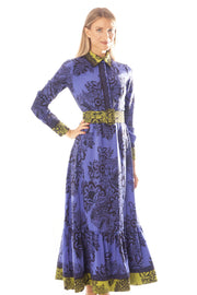 Bordered Print Dress w/Belt